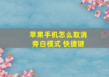 苹果手机怎么取消旁白模式 快捷键